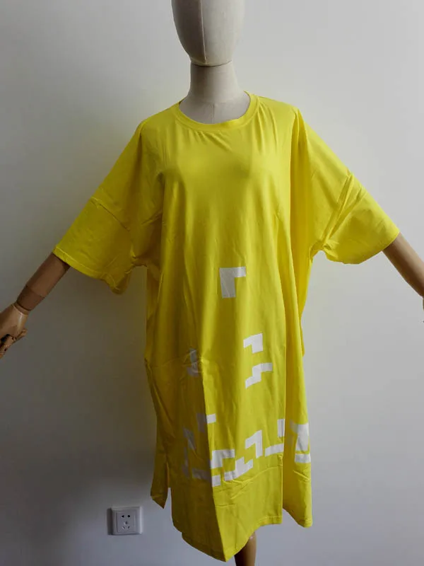 5 XL Плюс Размер Топы тройники Женские повседневные с коротким рукавом Длинные Стильные футболки черные желтые QYL207