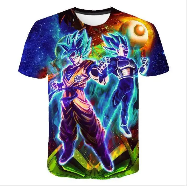 picture color Летние дети Dragon Ball Z футболка 3D с принтом из аниме Goku Вегета футболки рубашка "драгонболл" полиэстер детская одежда - Цвет: picture color
