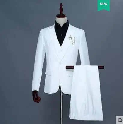 Белый Мода 2020 Новое поступление приталенный мужской костюм комплект с штаны