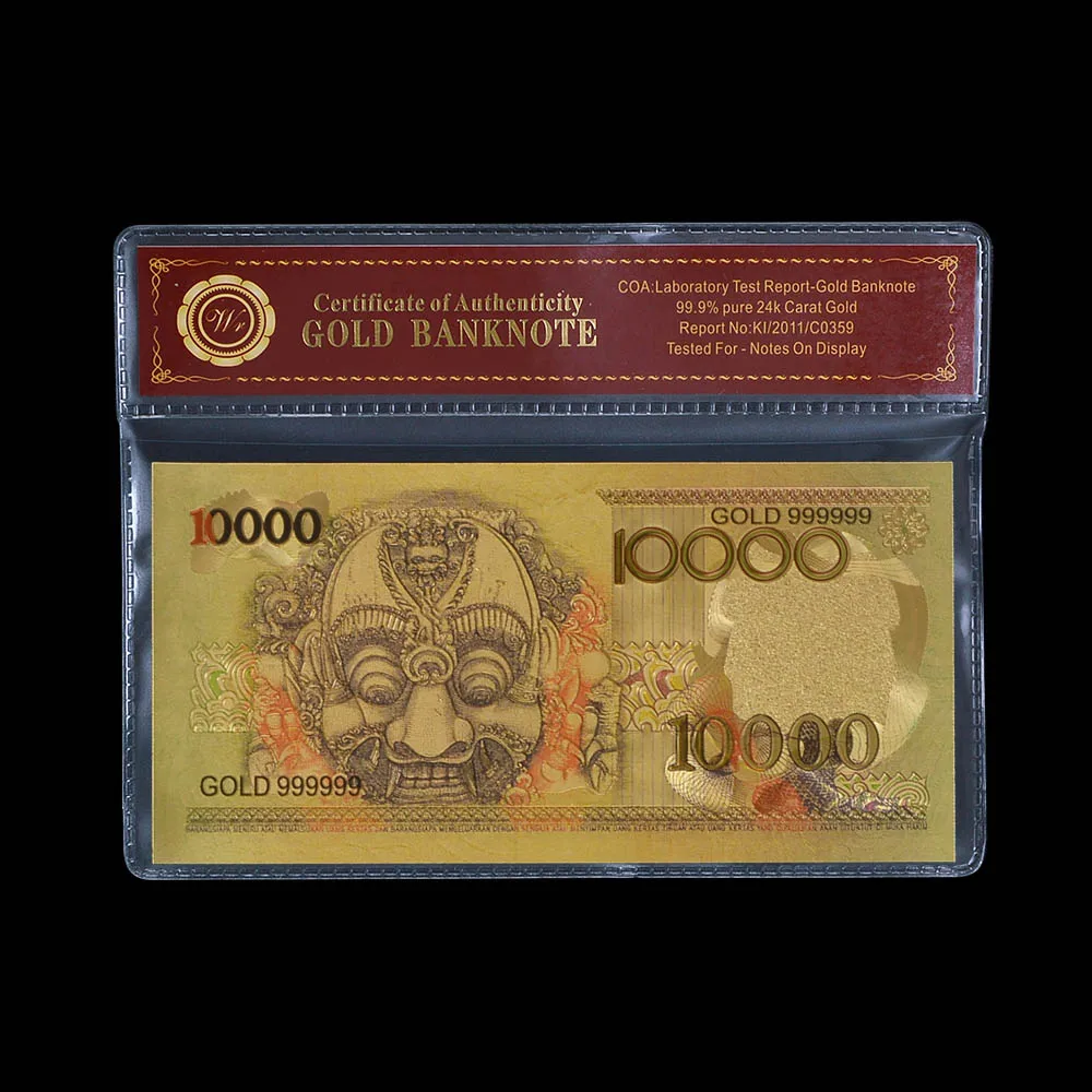 Новейший стиль Индонезийская цветная Золотая банкнота 10000 Rupiah фольга для банкнот