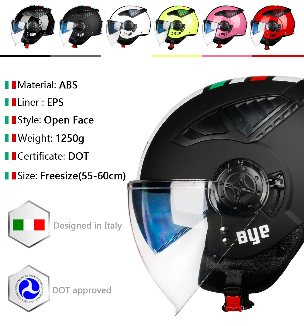 3/4 Открытый мотоциклетный шлем Crusier с двойными линзами винтажный Harley Casco De Moto для Кафе Racer Chopper скутер пилот Jet DOT