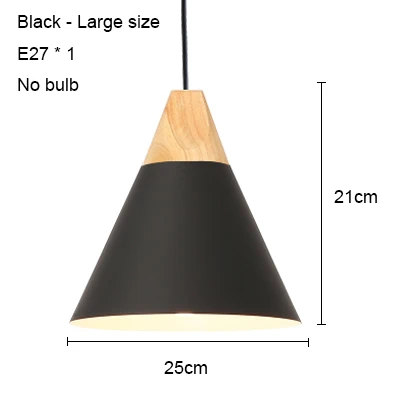 Black 250mm no bulb Светодиодный подвесной светильник s современный подвесной светильник для столовой деревянный скандинавский светильник красочный подвесной светильник для ресторана кофе спальни E27 светодиодный светильник - Цвет корпуса: Black 250mm no bulb