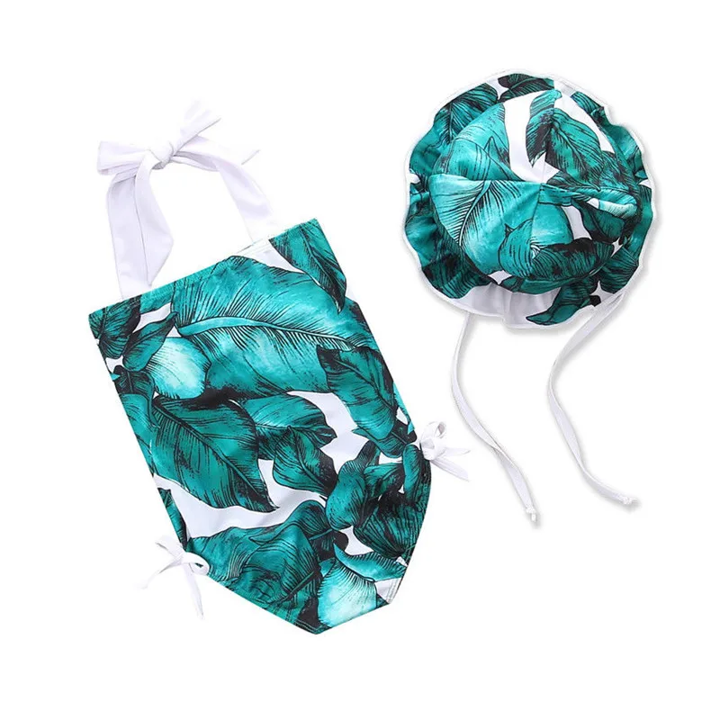 2018 Summer Mother &amp Daughter Matching Swimsuit Swimwear Women Leaf Print Binikni Set Girl One Pieces Beachwear | Мать и ребенок