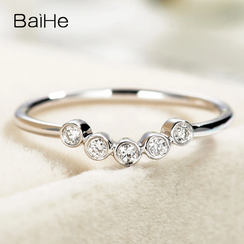 

BAIHE однотонное 14K белое/желтое золото H/SI натуральное бриллиантовое кольцо для женщин мужчин Обручальное мужское t модное изысканное ювелирн...
