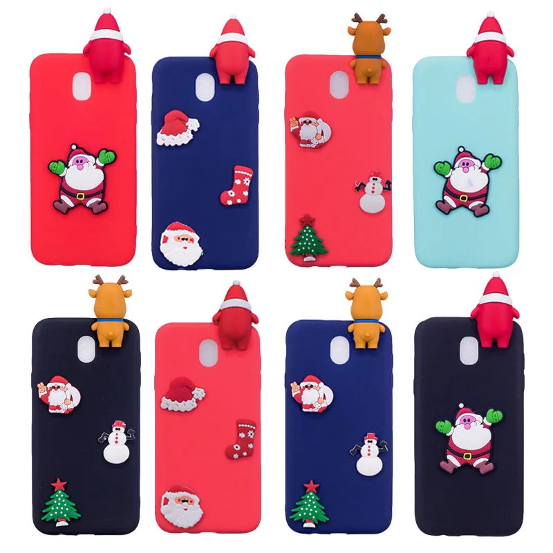 

Merry Christmas New Year Elk Cute Gift Phone Case For Samsung Galaxy A8 2018 A6 J4 J6 J3 2017 J5 J7 2016 Soft TPU Silicone Cover