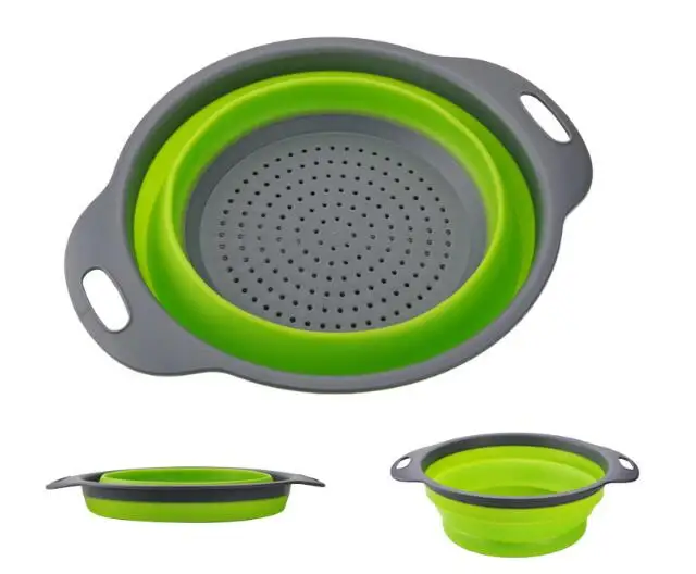20sets new 2pcs/set Foldable Silicone Colander Fruit Vegetable Washing Basket Strainer Collapsible Drainer Handle Kitchen Tool | Дом и сад