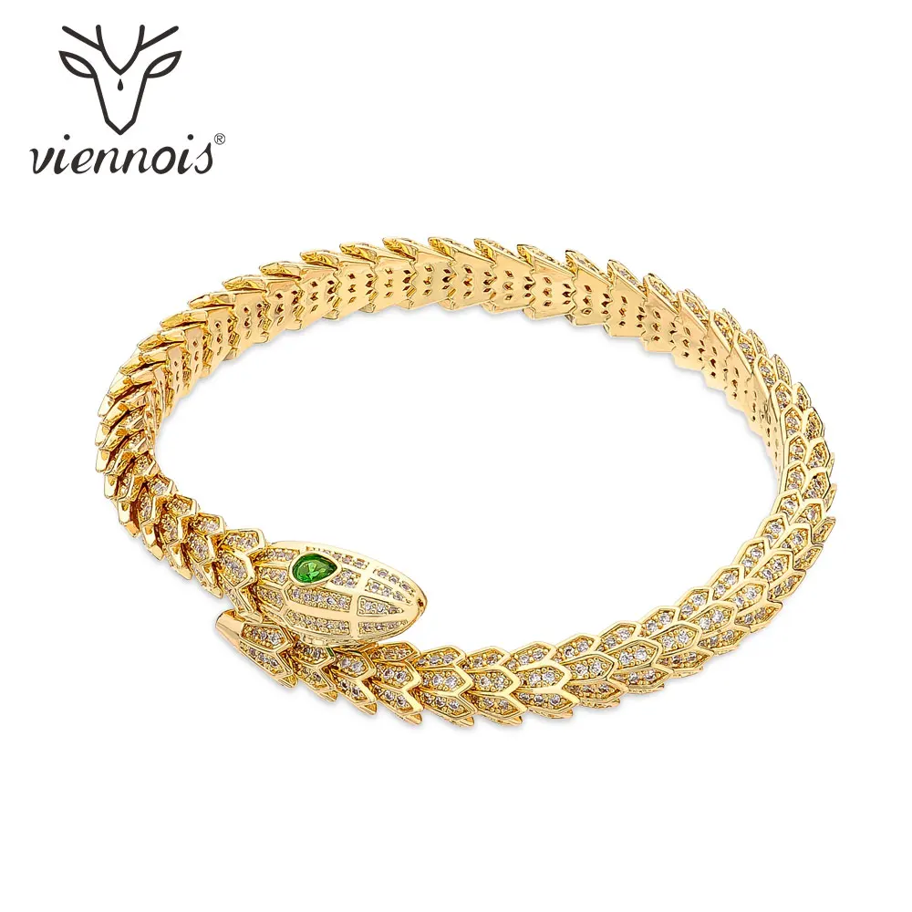 Viennois, модное ювелирное изделие, золотой и серебряный браслет со змеиным узором и браслеты для женщин, роскошные хрустальные стразы, браслет на запястье с животным принтом