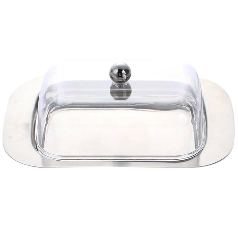 Plastic+Stainless Steel Cream Dishwasher Container Cheese Server Storage Tray With Cover Kitchenware Butter | Дом и сад