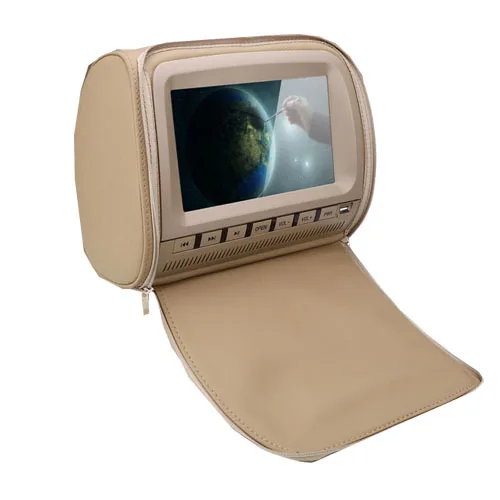 Beige No Headphone Автомобильный dvd-плеер подголовник с застежкой-молнией 9 дюймов 800*480 TFT ЖК-экран поддержка IR/FM передатчик/USB/SD/динамик/игра/MP5 плеер - Цвет: Beige No Headphone