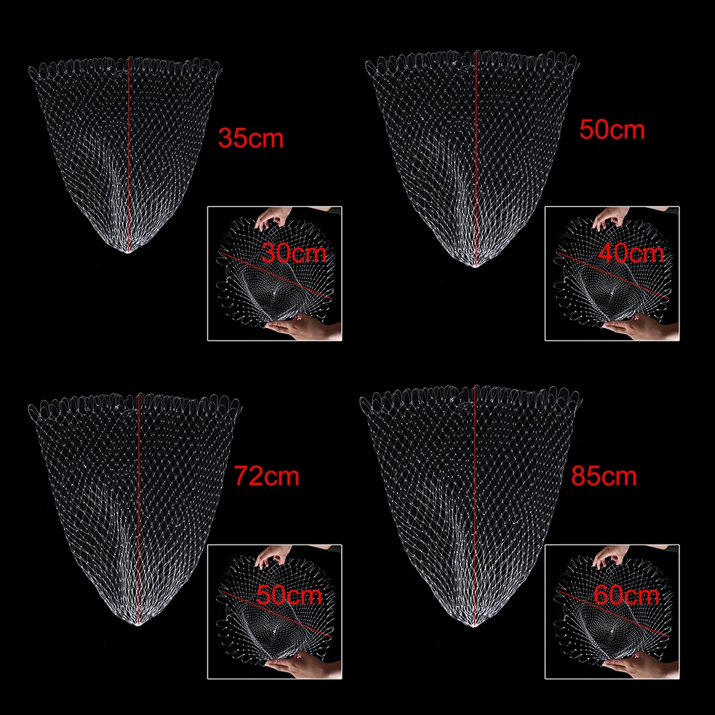 

Nylon Net Small Hole Diameter 30/40/50/60cm Portable Fishing Net Mesh Hole Net Collapsible Hole Fishing Tools