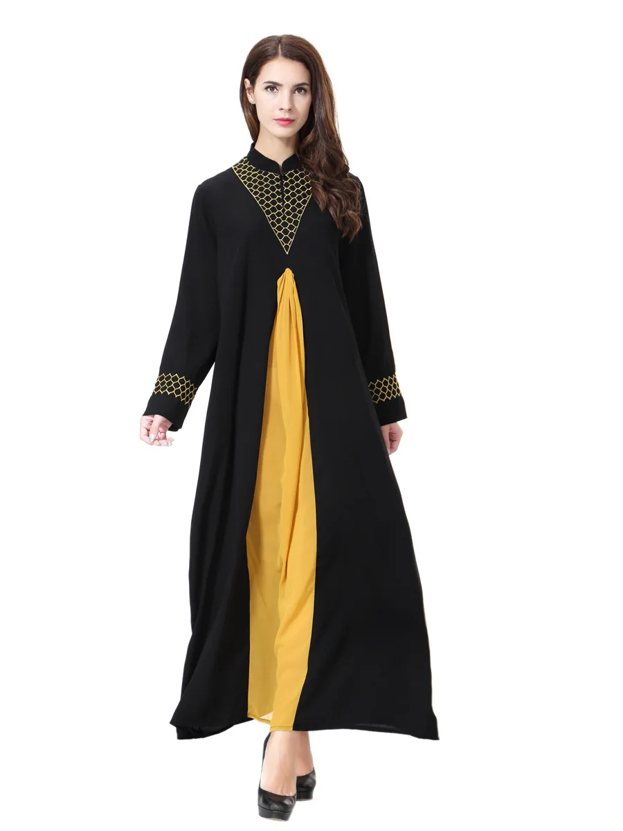 Abaya Дубай женские мусульманские платья модные длинные макси платье Двухслойное
