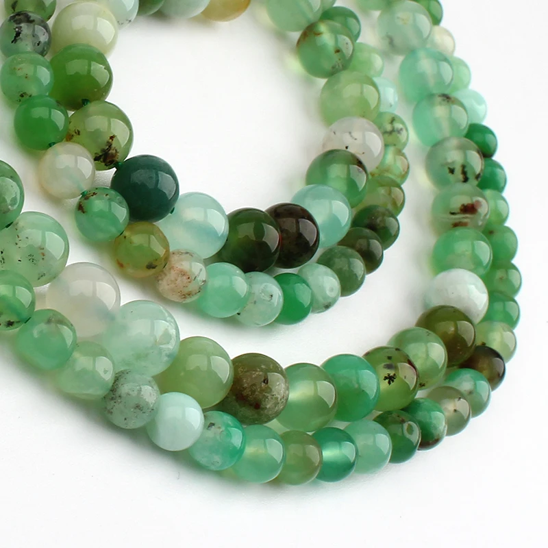 Круглые бусины Chrysoprase неокрашенные зеленого цвета 4/6/8/10/12/14 мм для