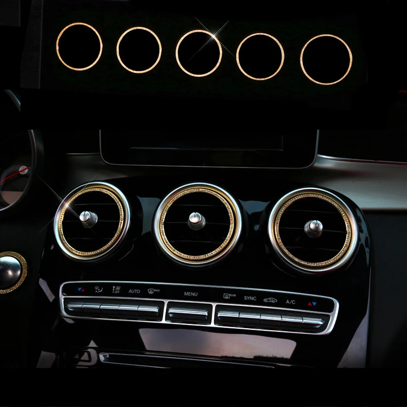 

5x Diamond Style Air Outlet Inner Interior Trim Cover For Mercedes-Benz GLC Class X205 16-17 & C Class W205 15-17
