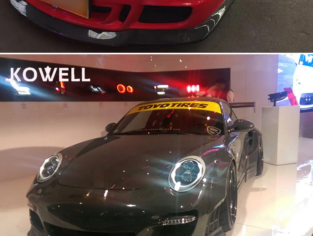 KOWELL автомобильный Стайлинг для Porsche 997 фары 2005-2009 для 997 фары светодиодные DRL передние Биксеноновые линзы двойной луч HID комплект