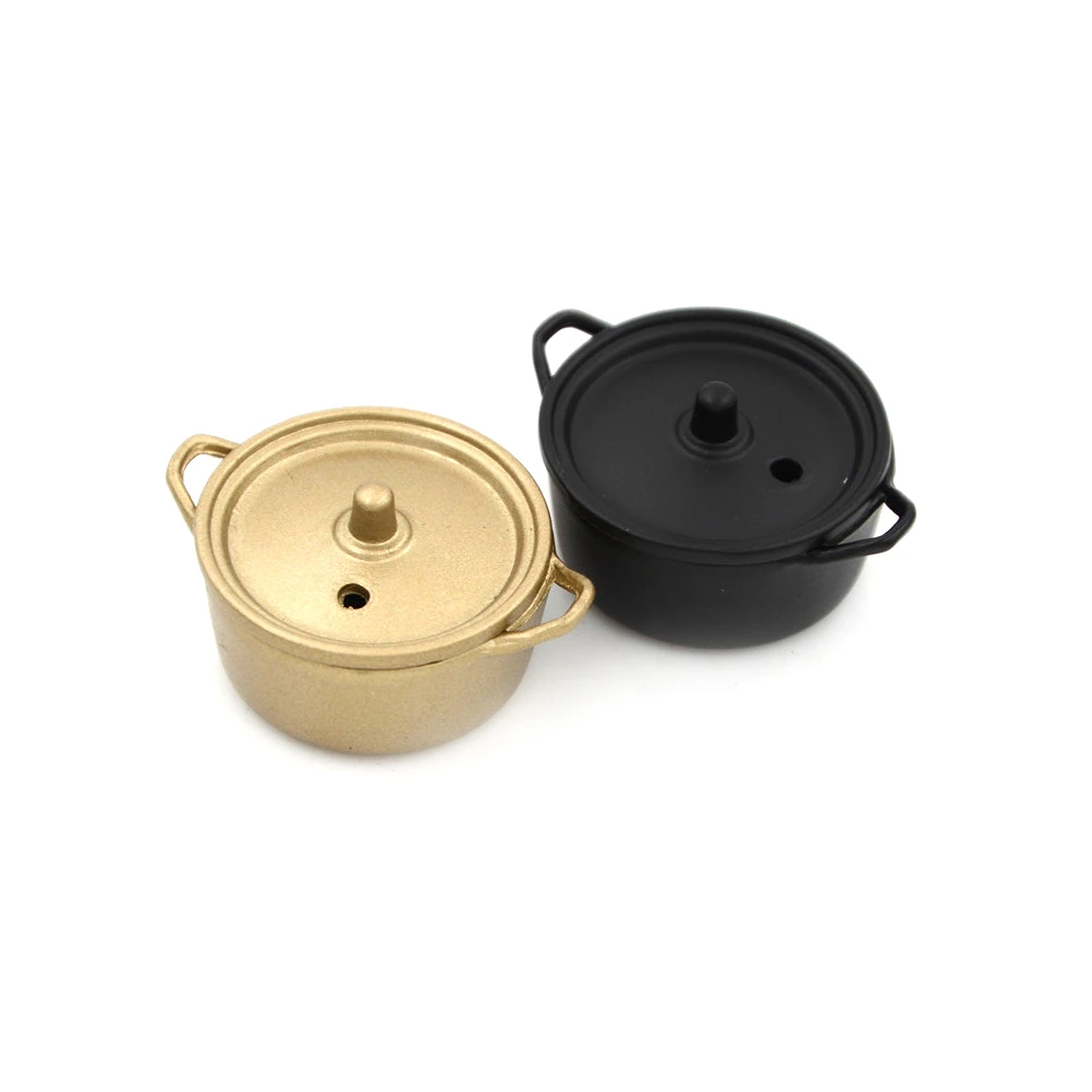 

2Colors Dollhouse Miniature Kitchen Utensil Cookware Metal Casserole Dish Stew Pan Stockpot 12th Scale