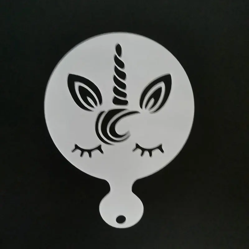 4pcs Unicorn Design Coffee Latte Cappuccino Barista Art Stencils Cookie Cupcake Latte Coffee Print Mold Cake Decorating Tools
