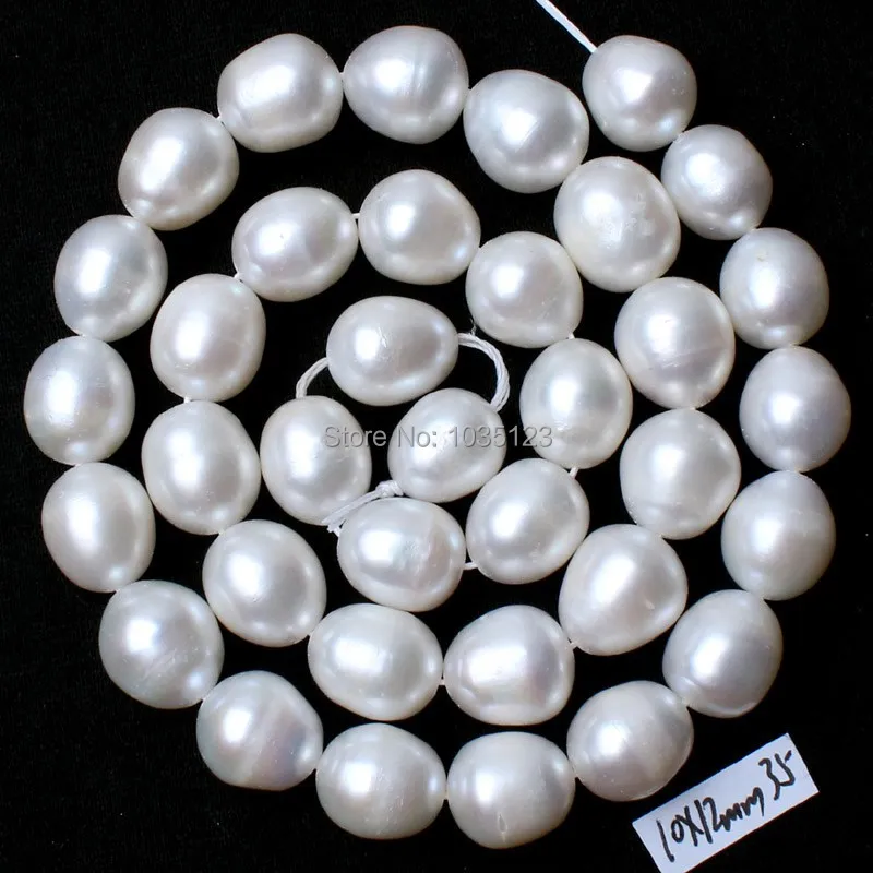 

High Quality 10-11mm White Color Oval Shape Natural Freshwater Pearl Gem Loose Beads Strand 15" DIY Jewellery Making w2313