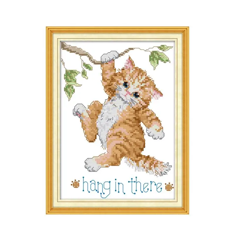 Милый котенок с животным узором ручная вышивка крестиком мебель украшения