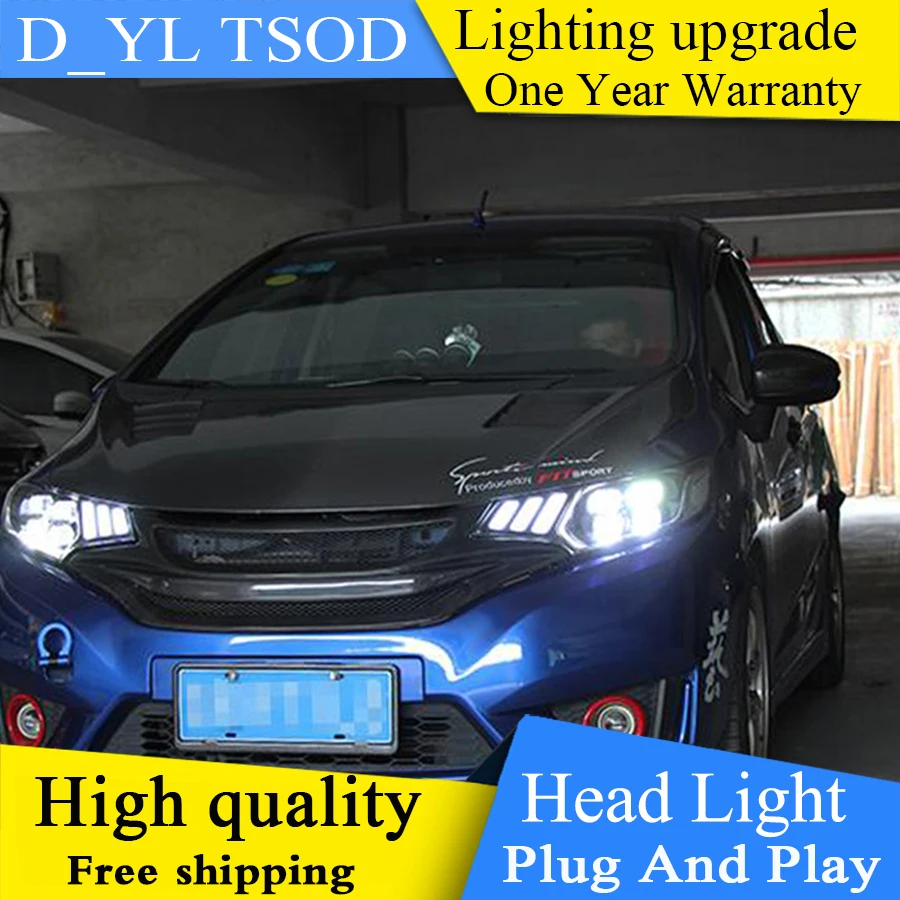 DY_L автомобильный Стайлинг для Honda Fit gk5 gk 5 2014 2015 2016 2017 налобный фонарь DRL Объектив