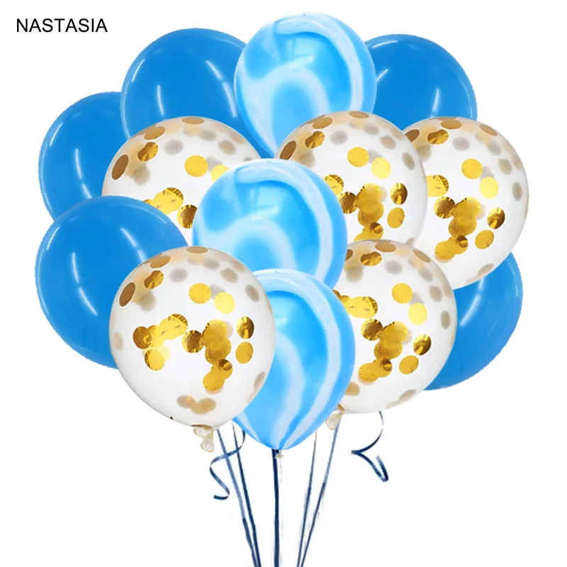 

NASTASIA 10/20/30 шт./лот, золотые блестки, синий латексный голубой агат, Комбинированный воздушный шар для дня рождения, свадьбы, вечеринки, стола.