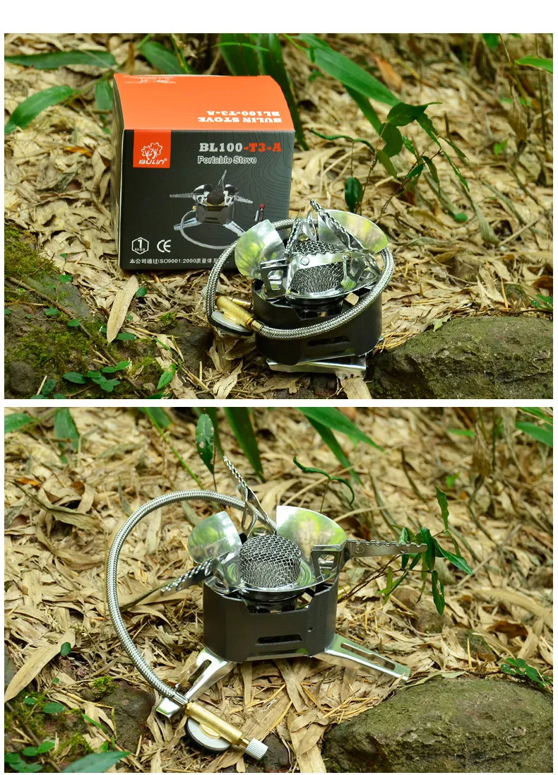 BL100-T3-A мини-походные печи, Складная газовая плита для улицы, портативная печь для приготовления пищи, для пикника, раздельные плиты, горелки, 3500 Вт