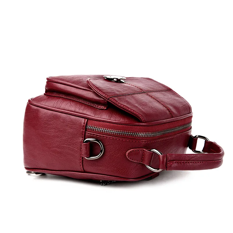 Женская сумка из искусственной кожи рюкзак известных брендов с двойным ремешком