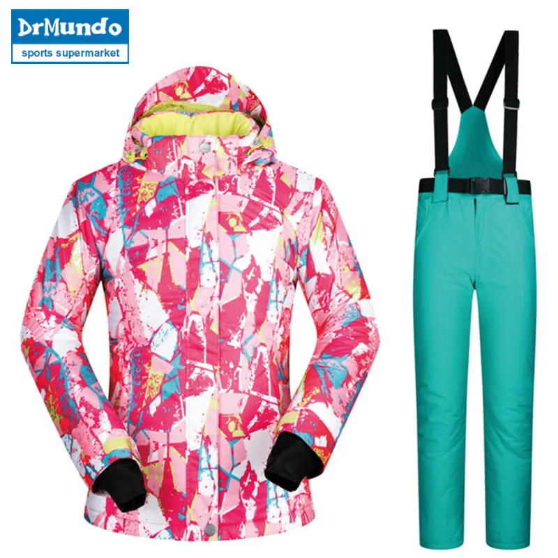 Новый высококачественный Женский брендовый лыжный костюм женский комплект из