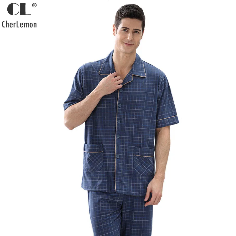 CherLemon 2 предмета мужские Летние бамбуковые волокна пижамы костюм