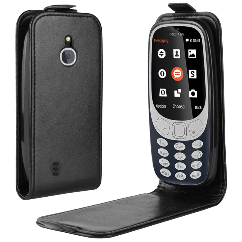 Для Nokia 3310 3g чехол, кожаный чехол, защитный чехол для Nokia 3310 3g TA-1022, флип-чехол s - Цвет: black