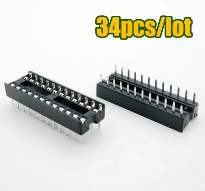 

34 шт./лот 24 штырька 2,54 мм Шаг DIP IC розетки квадратный штырь DIP24 тестовая розетка