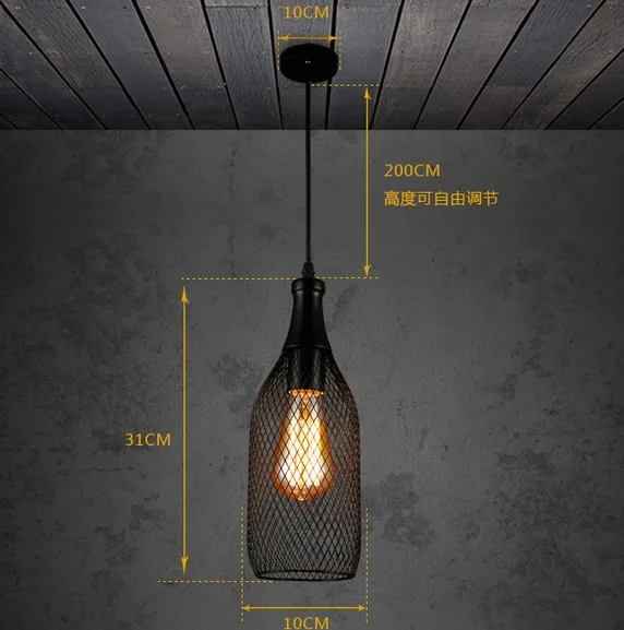 Edison Loft Style Wire Net Bottle Droplight Nordic Vintage Pendant Light Fixtures For Dining Room Hanging Lamp Indoor Lighting | Лампы и