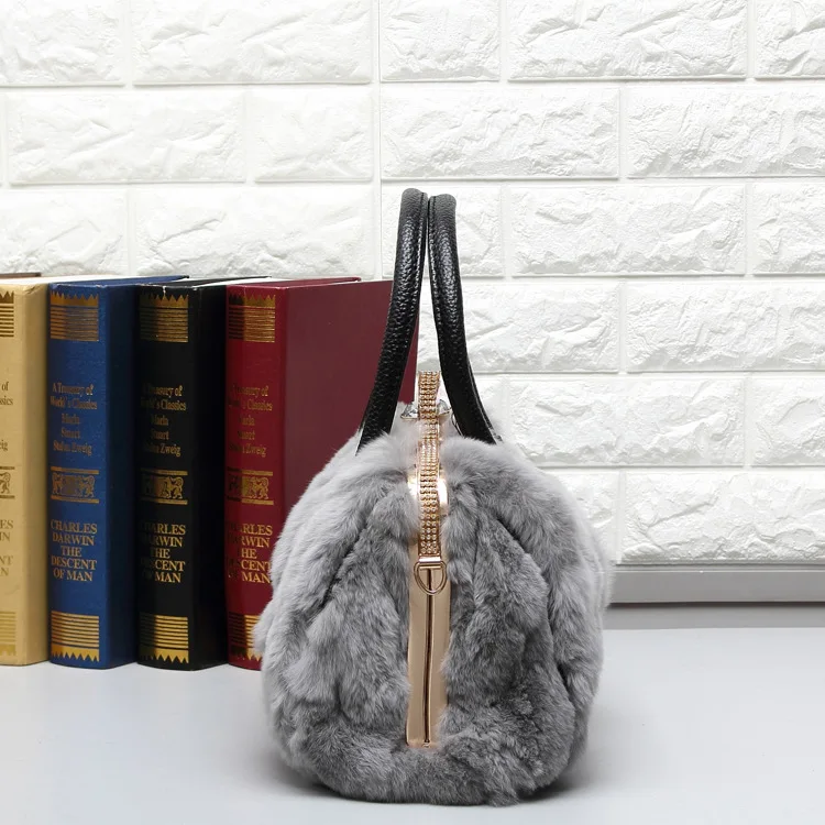 ДЖОЛИ FEMME 2017 Зимние Сумки Женщины Натуральная Кожа Плеча Tote Дамы Натуральный Мех
