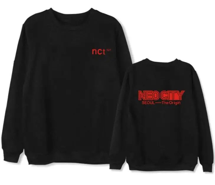 thin Kpop nct 127, Сеульский концертный пуловер с принтом и круглым вырезом, толстовки для мужчин и женщин, свободная флисовая/тонкая толстовка, 4 цвета - Цвет: thin