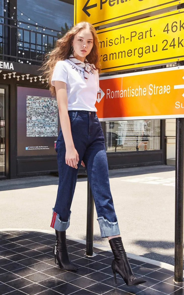 Vero Moda джинсы женские осенние укороченные джинсы с высокой талией и широкими манжетами | 318349546