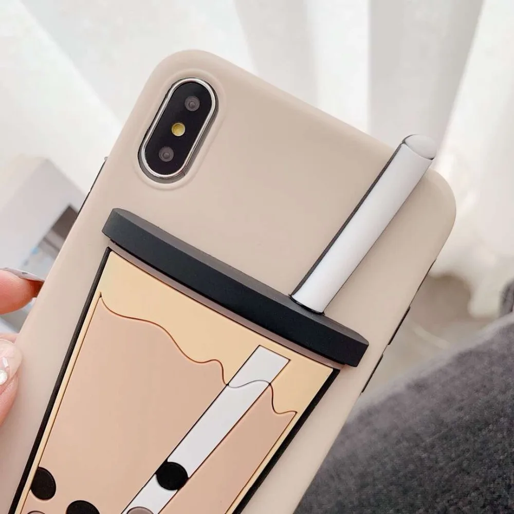 ORYKSZ 3D Luxury Milk tea Silicon Phone Case For iphone 11 Pro Max 6 6s 7 8 plus iPhone X XR XS MAX Cover Cases Coque |