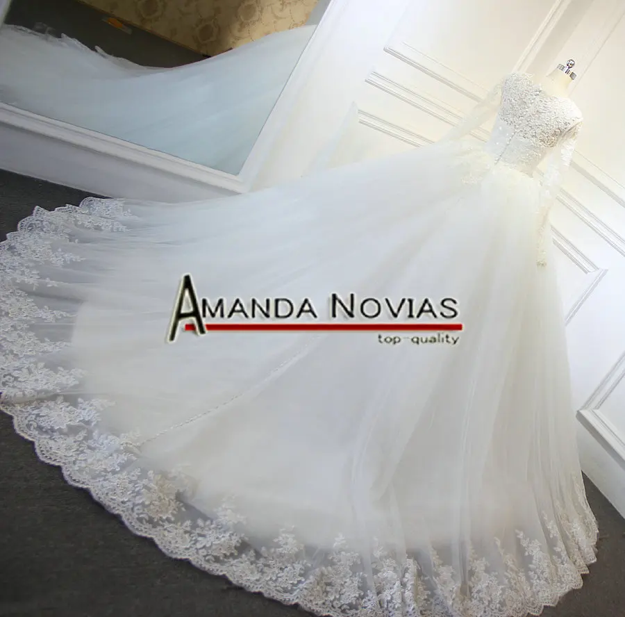 Свадебное платье с длинным рукавом Amanda Novias кружевное бальное длинными рукавами