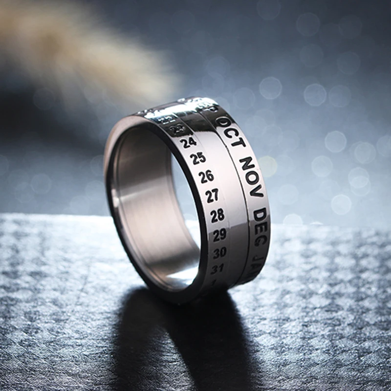 ZMZY Fashion Stainless Steel Rings for Men Women Anniversary Jewelry Date Number Letter Special Birthday Gift Finger Ring | Украшения и