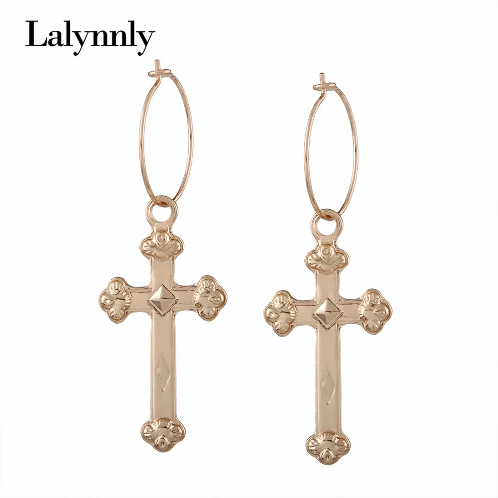Женские сережки кресты lalinness подвески золотого цвета в винтажном стиле ювелирные