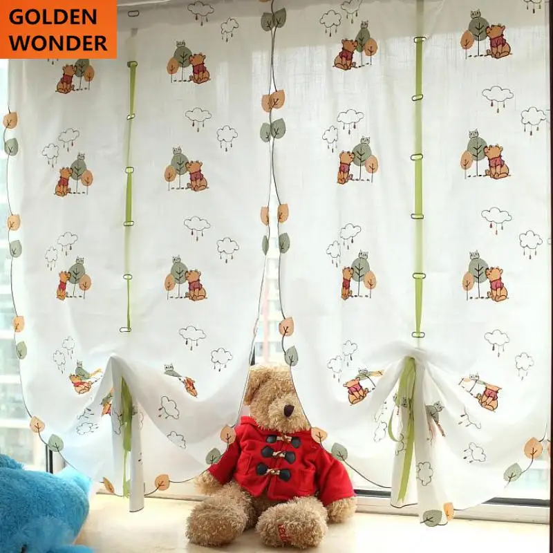 Горячая Распродажа штора в виде шара римская с мультяшным медведем вышитая Штора