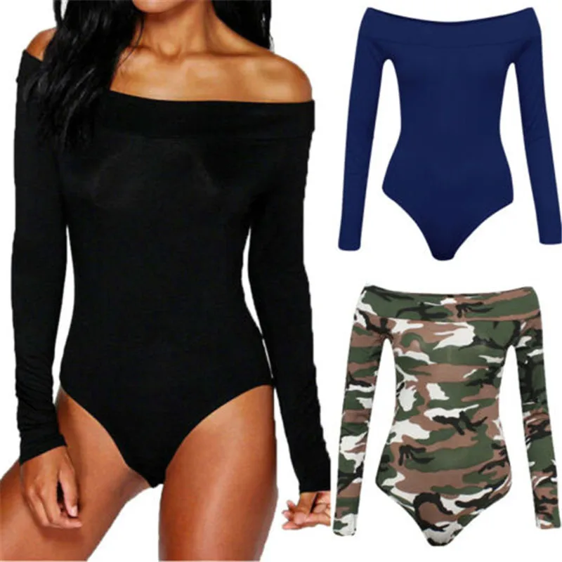 

Женское боди с открытыми плечами и длинным рукавом