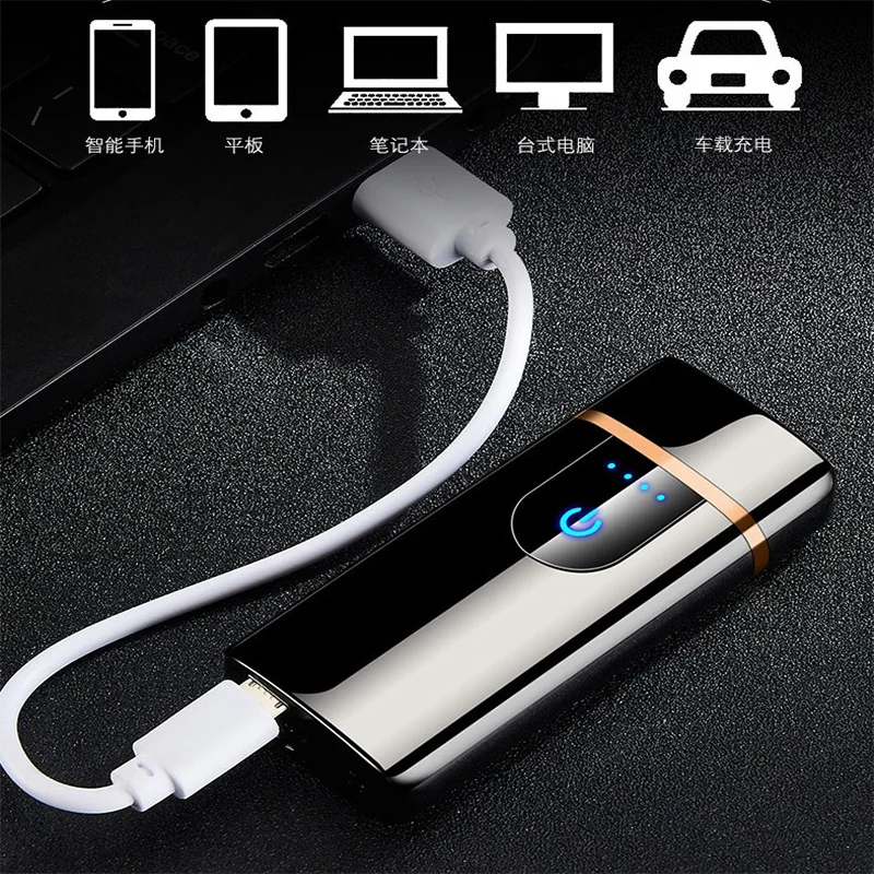 Новейшая газовая электрическая зажигалка с сенсорным экраном USB перезаряжаемая