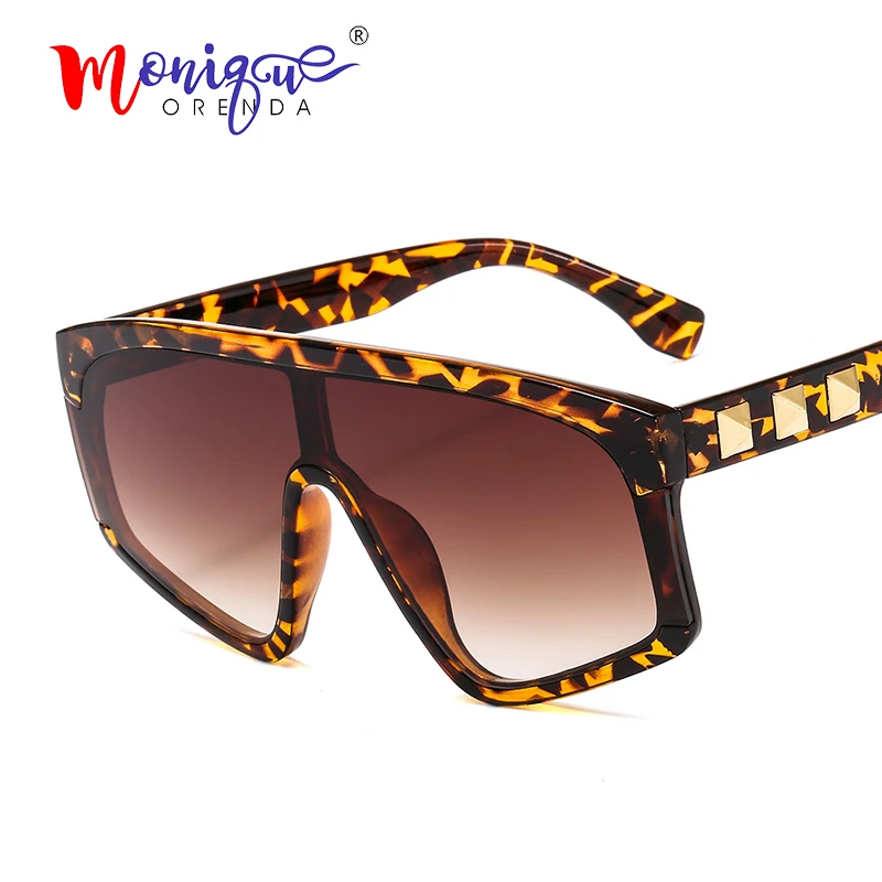 Плоские женские крупные солнцезащитные очки винтажные цельная линза Брендовые