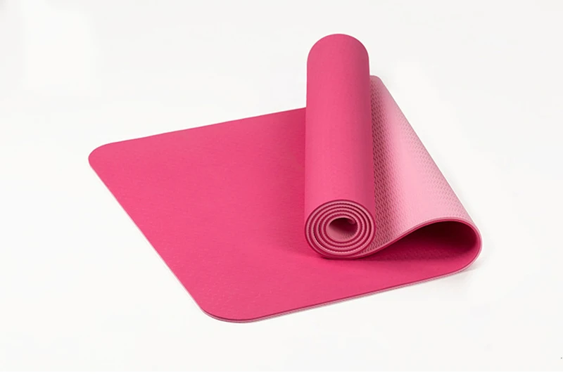 Pink 6 мм TPE нескользящий Эластичный Коврик для йоги для начинающих экологический коврик для фитнеса пилатеса ламинированный многоцветный коврик для тренажерного зала - Цвет: Pink