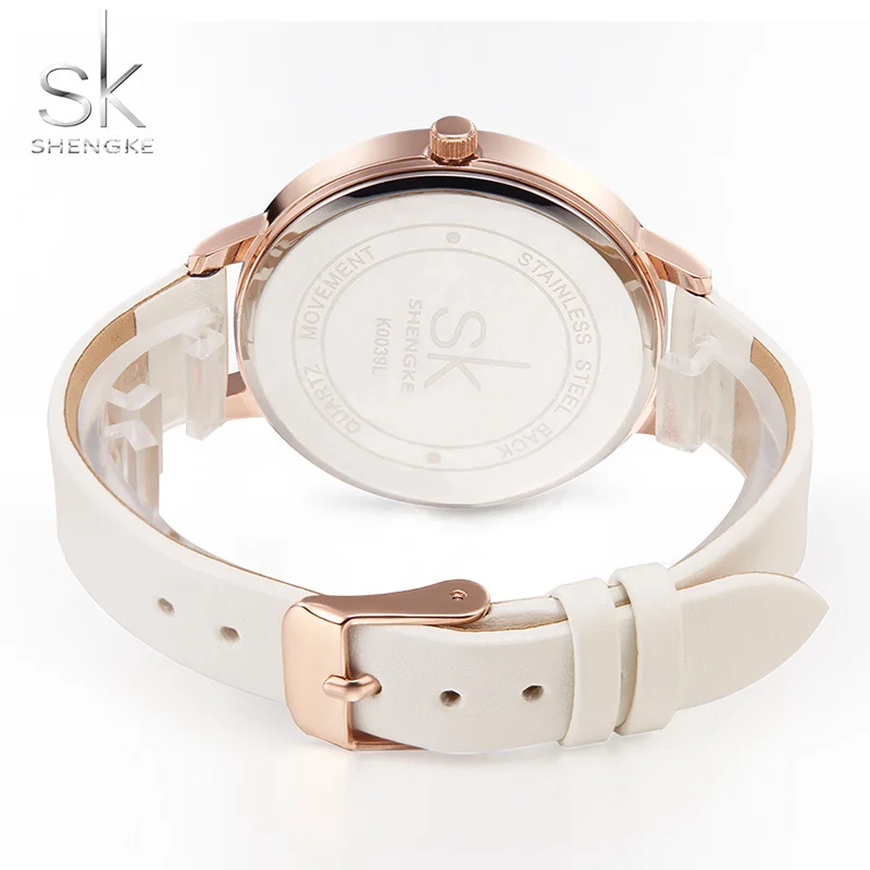 Часы Shengke женские кварцевые с кожаным ремешком 2018|watch for|watch for womenwatches women brand |