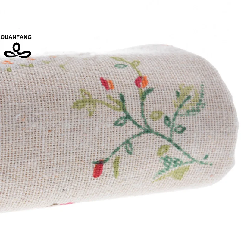 

Cotton Linen Fabric For Sewing Material Fat Quarters Table Cover Bags Craft Dress Botanical Pattern 50x145cm