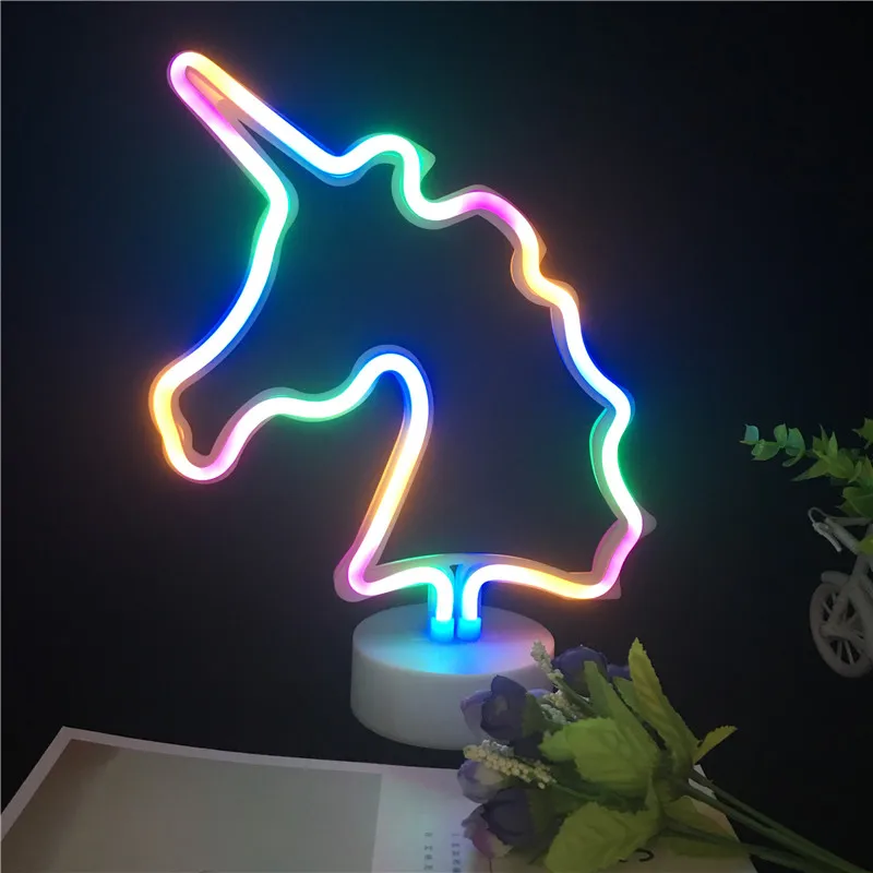 Leedome Led Neon Light Единорог фонарь ночник AA батарея для Праздничная декорация
