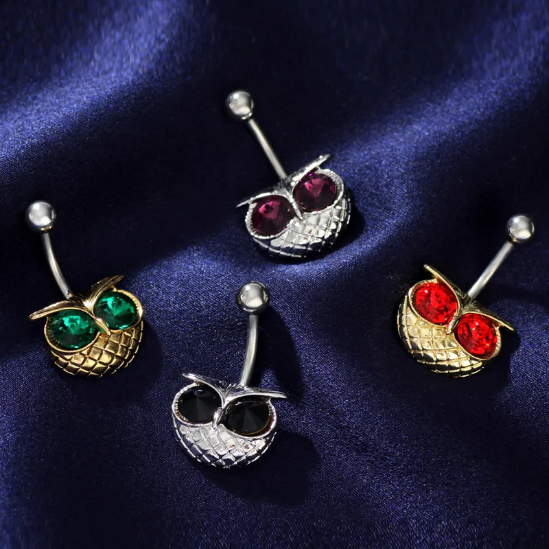 Кольцо Neoglory в виде совы Стразы для пирсинга пупка женщин модное пляжное