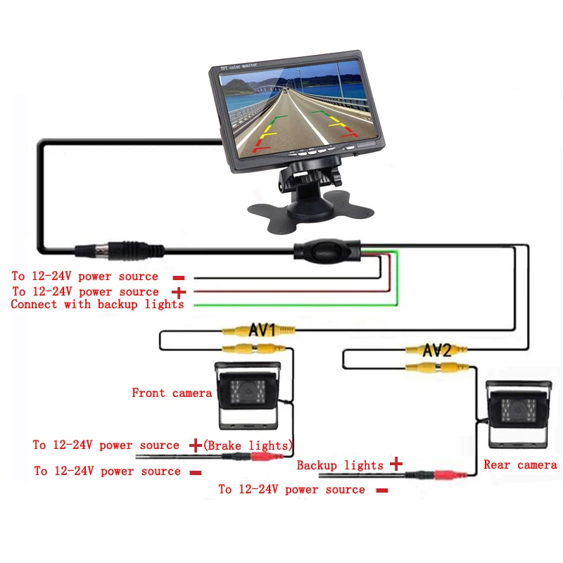 AMPrime 7 &quotLCD двойная запасная камера автомобильный монитор заднего вида комплект