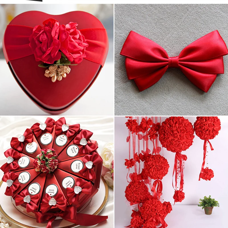 25 ярдов 6/10/15/20/25/40/50 мм атласными лентами DIY искусственный шелк розы Ремесла поставок швейной фурнитуры Скрапбукинг Материал