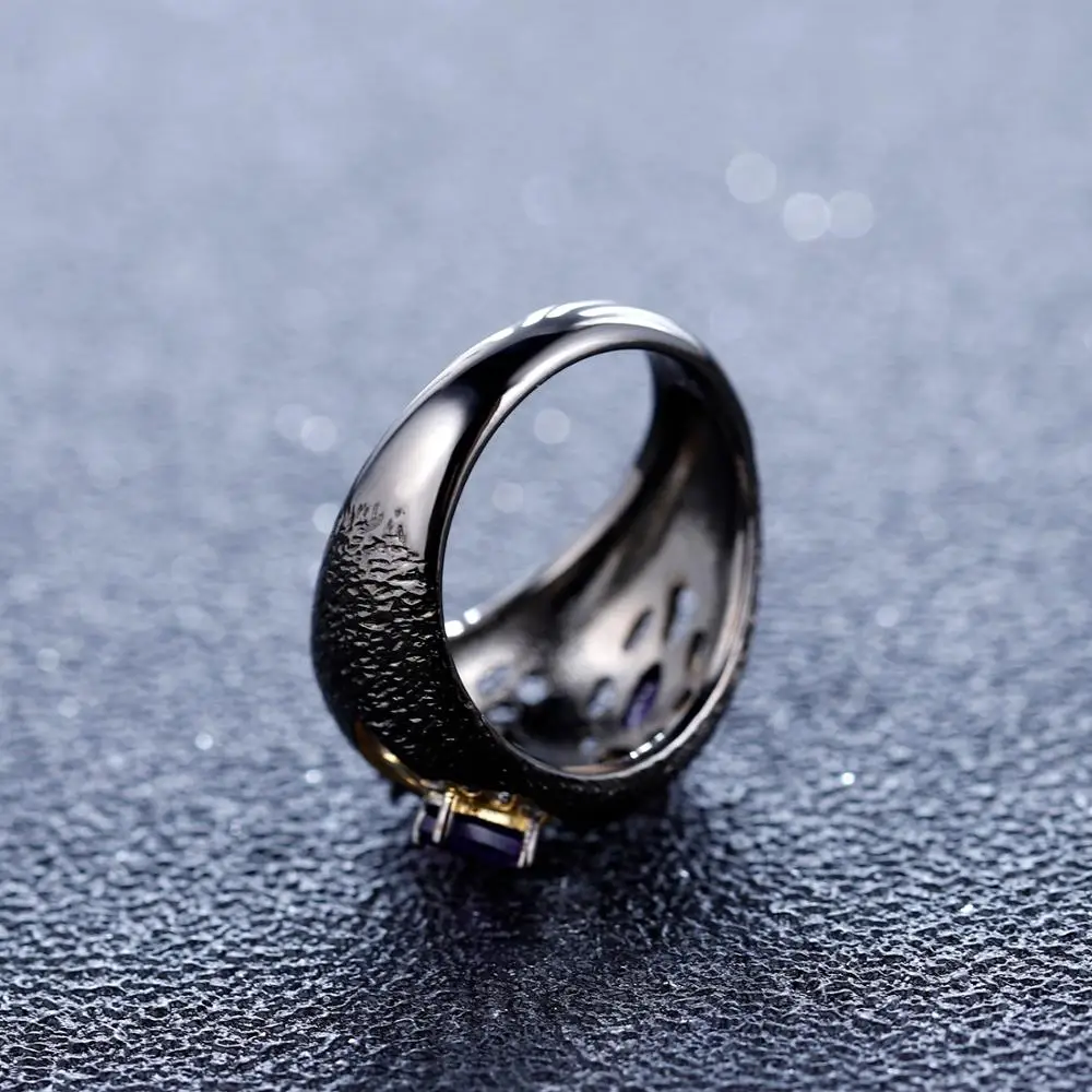 Оригинальные Серебряные женские кольца с натуральным аметистом | Украшения и